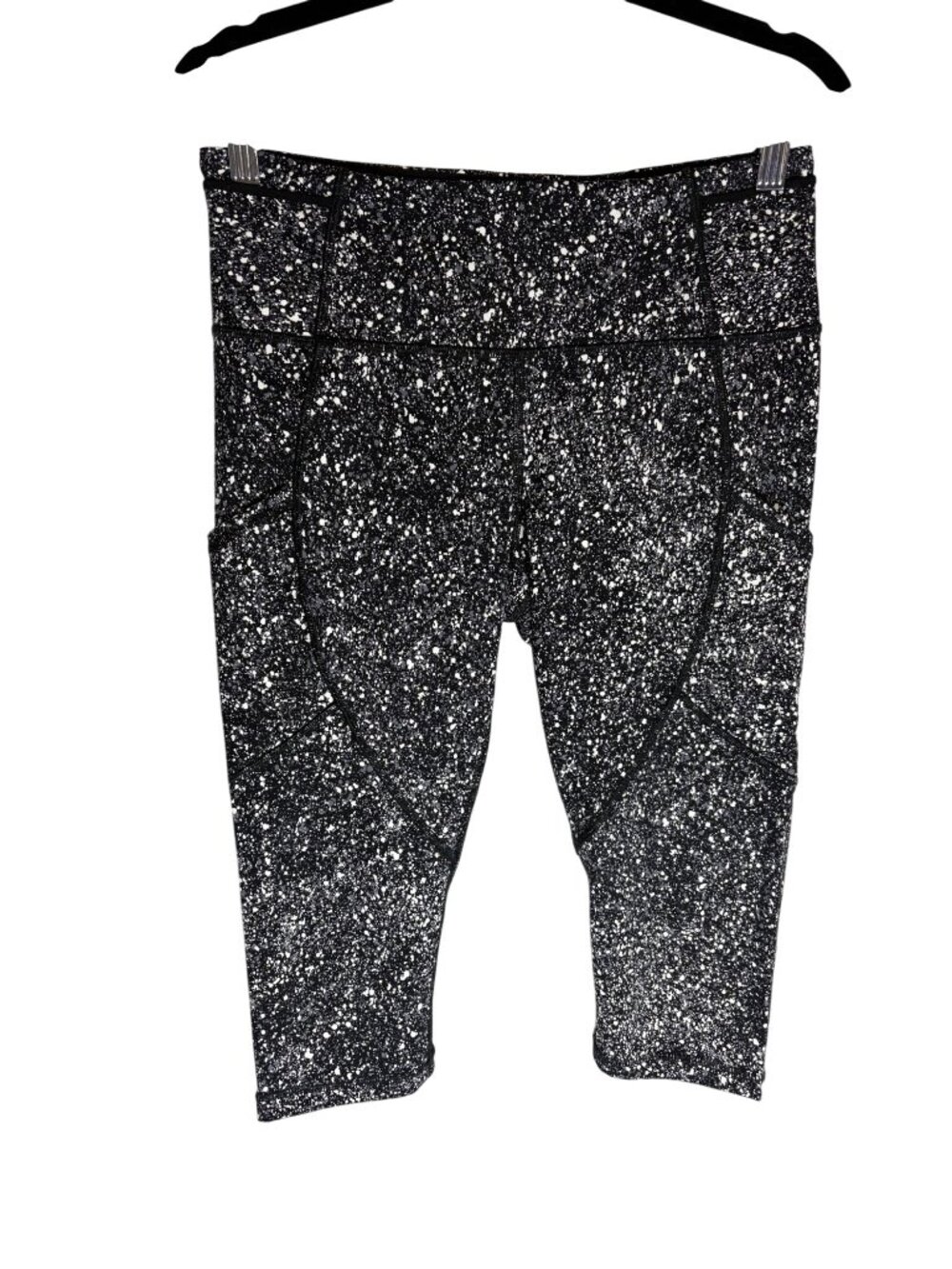 Lululemon Outrun 17" Crop White Black Splatter-sz 8